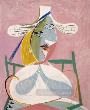 麦わら帽子をかぶった座る女性 1938年 パブロ・ピカソ Oil Paintings